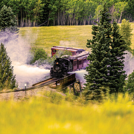 Cumbrestoltec All Aboard Chama Train Then Bus Coach Steam Train Bridge Forest