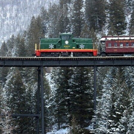 Georgetownlooprr Encore Train Train Snowy Bridge Forest