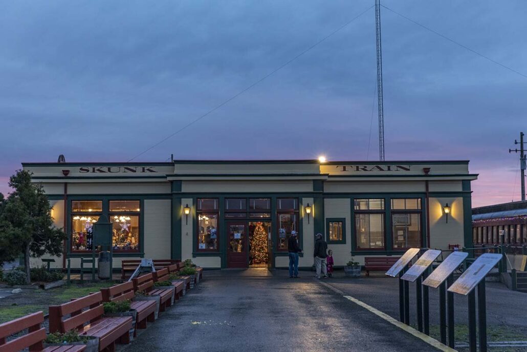 skunktrain_pudding-creek-express-skunk-train-station-dusk-2 Skunktrain Pudding Creek Express Skunk Train Station Dusk