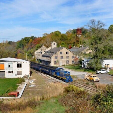 Wwrr Holiday Lights Express Blue Train Abandoned Building Autumn